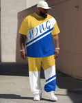 Big & Tall Colorblock Graphic T-Shirt Pants Set for big men view 1