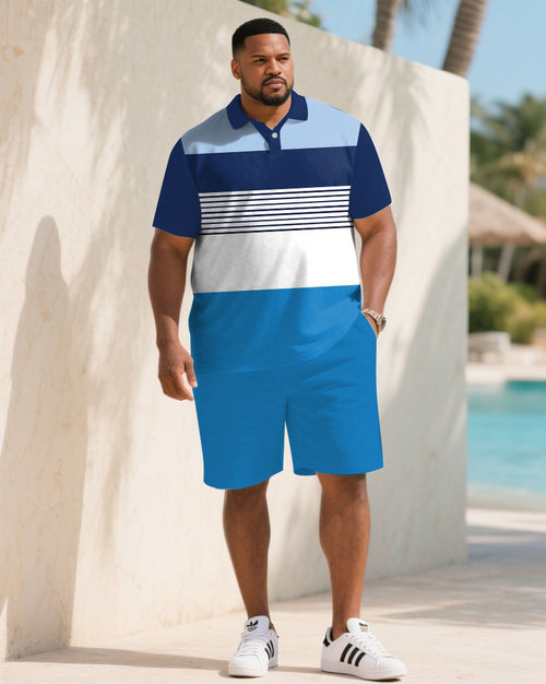 Big & Tall Blue Colorblock Striped Jeans for big men view 1