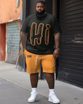 Big & Tall Graphic Streetwear Two-piece Set for big men view 2