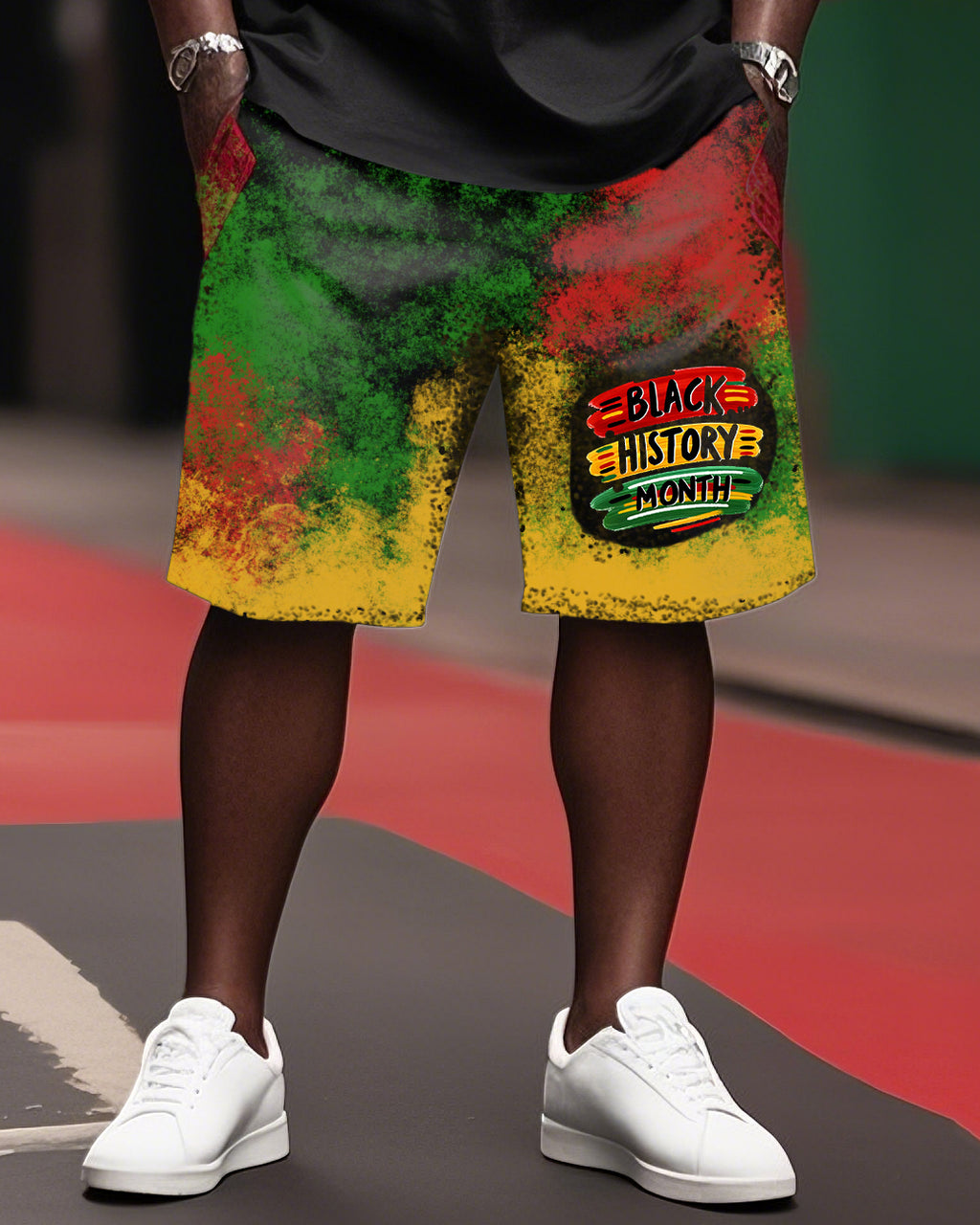 Big & Tall Graffiti T-Shirt Shorts Set for big men view 3