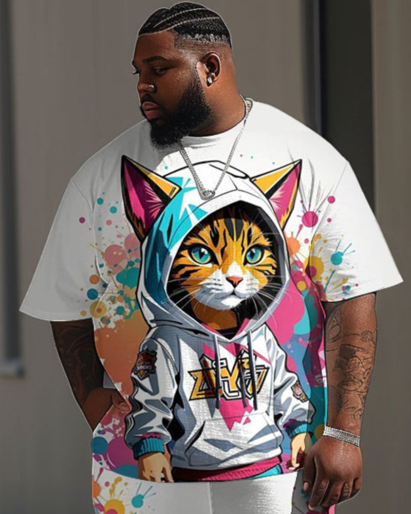 Big & Tall Graphic Graffiti T-Shirt Pants Set for big men view 2