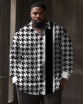 Big & Tall Geometric Plaid Long Sleeve Shirt for big men