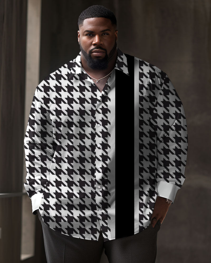 Big & Tall Geometric Plaid Long Sleeve Shirt for big men