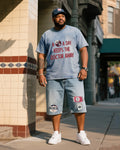 Big & Tall Denim T-Shirt Shorts Set for big men