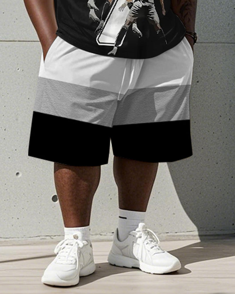 Big & Tall Black Gray Striped Two-piece Set for big men view 3
