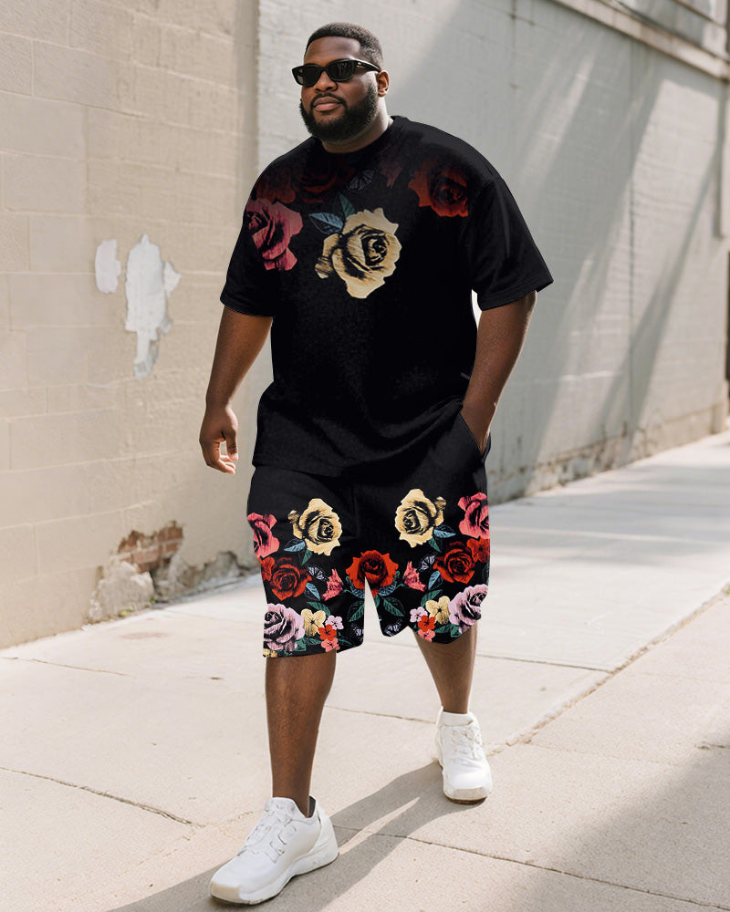 Big & Tall Graphic Graffiti T-Shirt Shorts Set for big men view 1