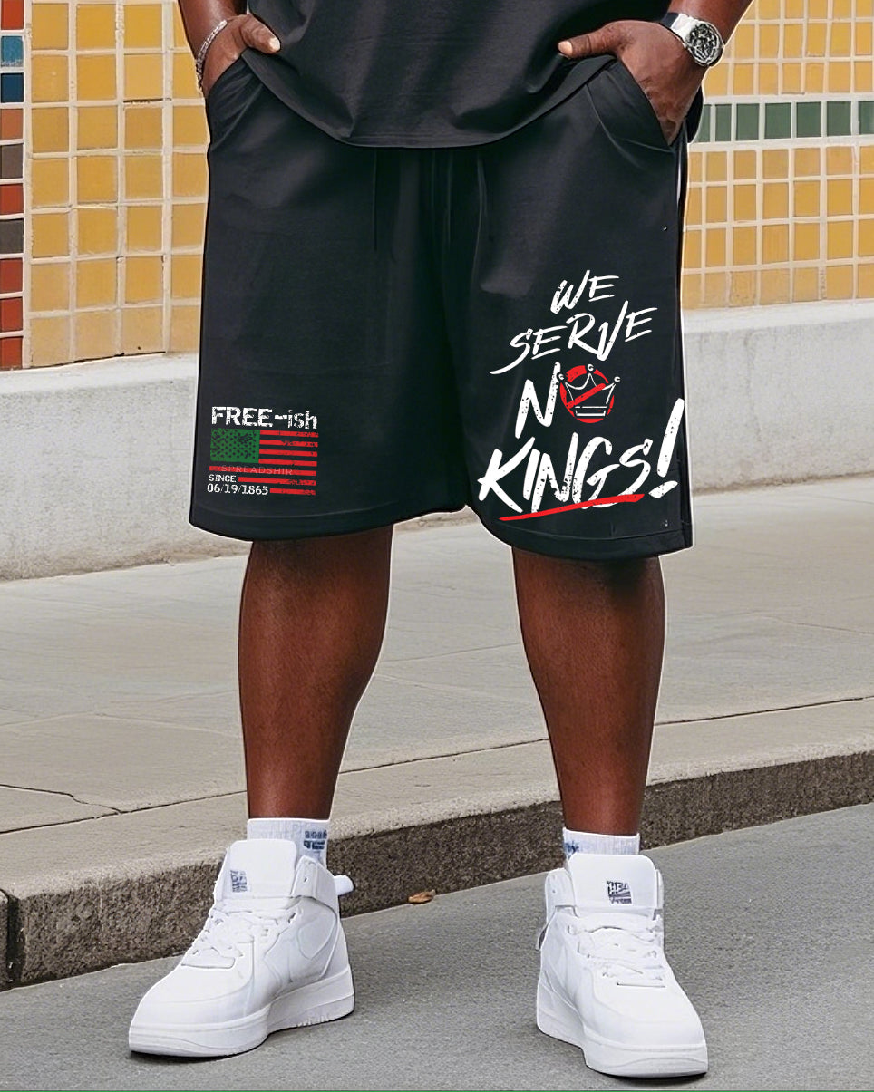 Big & Tall Black Juneteenth T-Shirt Shorts Set for big men view 3