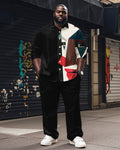 Big & Tall Black Colorblock T-Shirt Pants Set for big men view 1