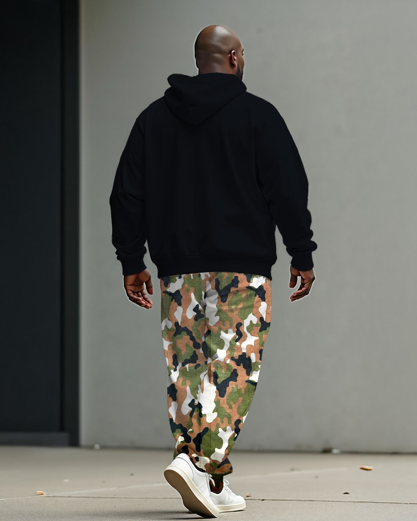Big & Tall Graphic Camouflage Hoodie Sweatpants Set for big men view 2