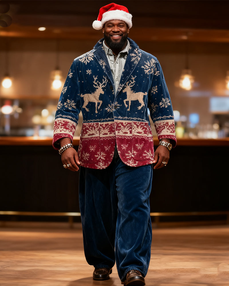 Big & Tall Blue Red Graphic Two-piece Set for big men view 4