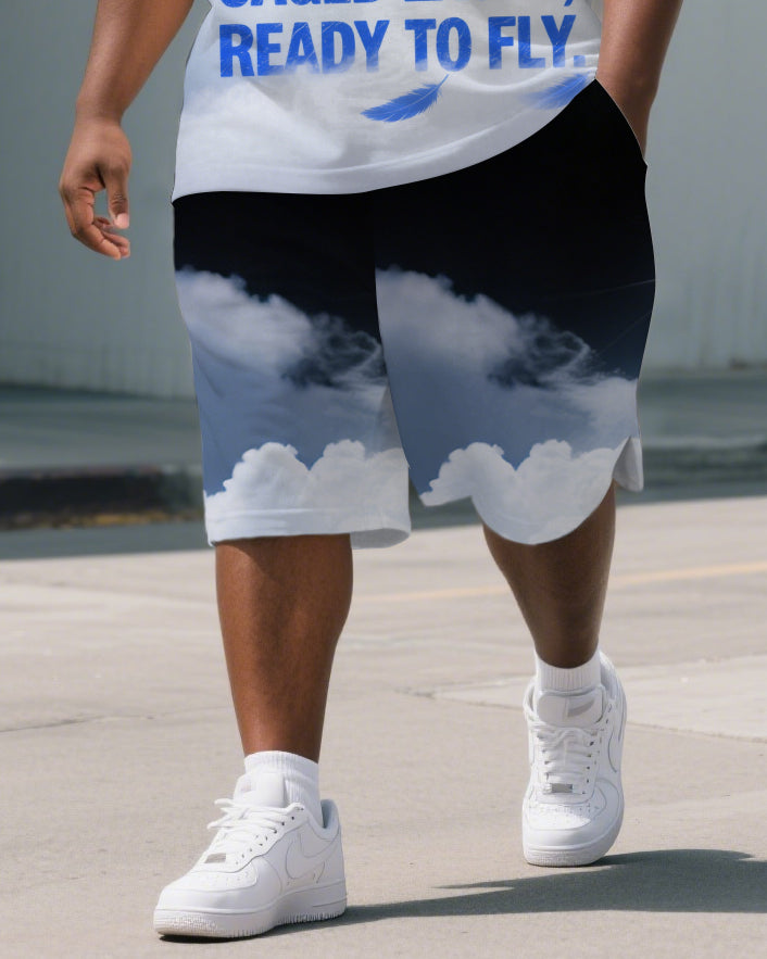 Big & Tall Gradient Polo Shorts Set for big men view 3