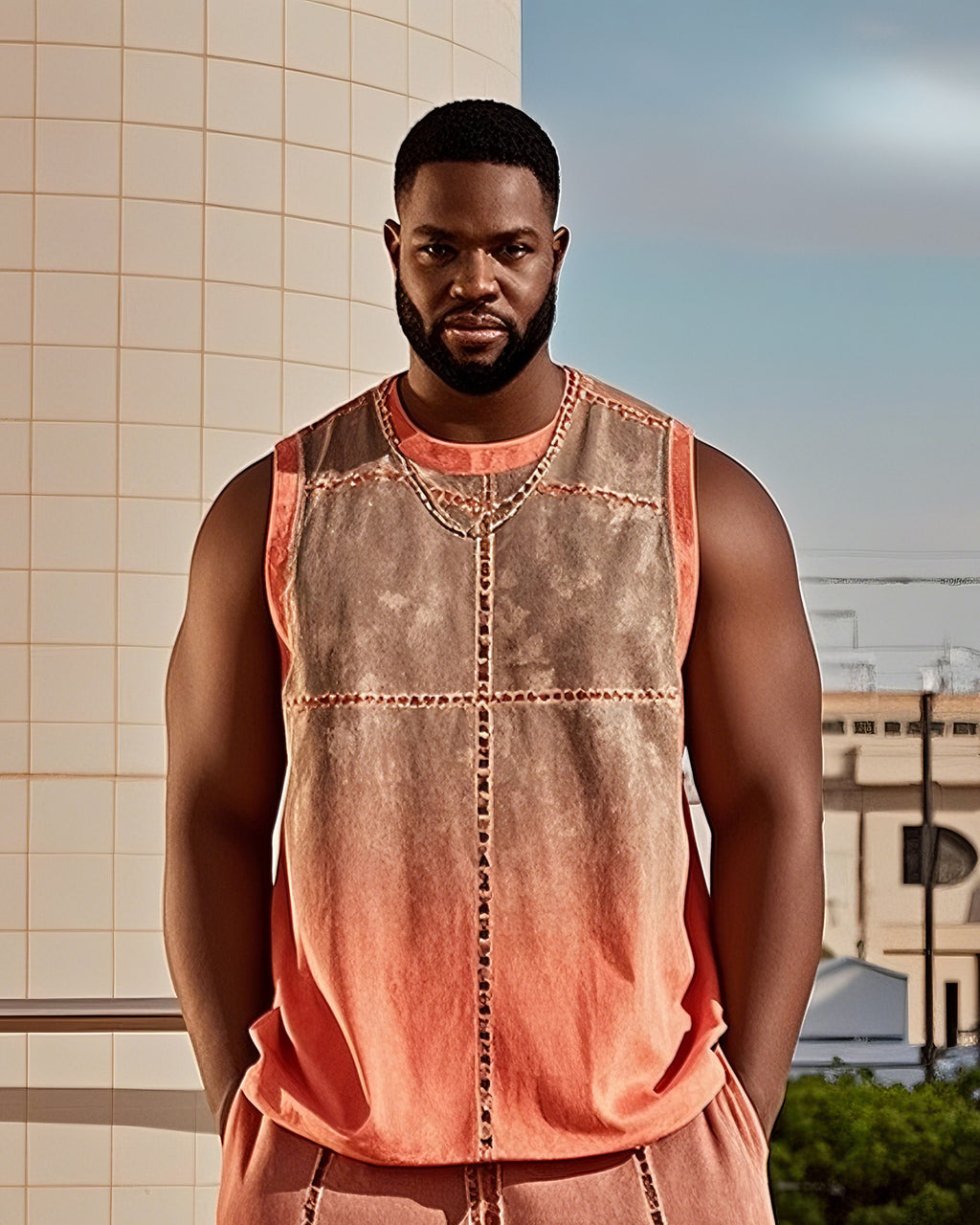 Big & Tall Gradient Vest Pants Set for big men view 2