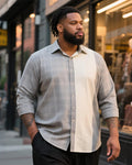 Big & Tall Gray Plaid Long Sleeve Shirt for big men