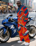 Big & Tall Geometric T-Shirt Pants Set for big men view 2