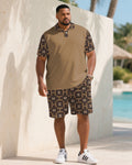 Big & Tall Khaki Hawaiian Colorblock Jeans for big men view 1