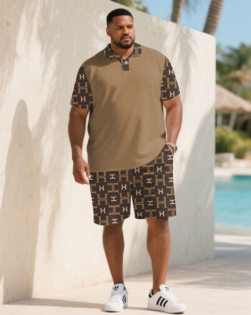 Big & Tall Khaki Hawaiian Colorblock Jeans for big men view 1