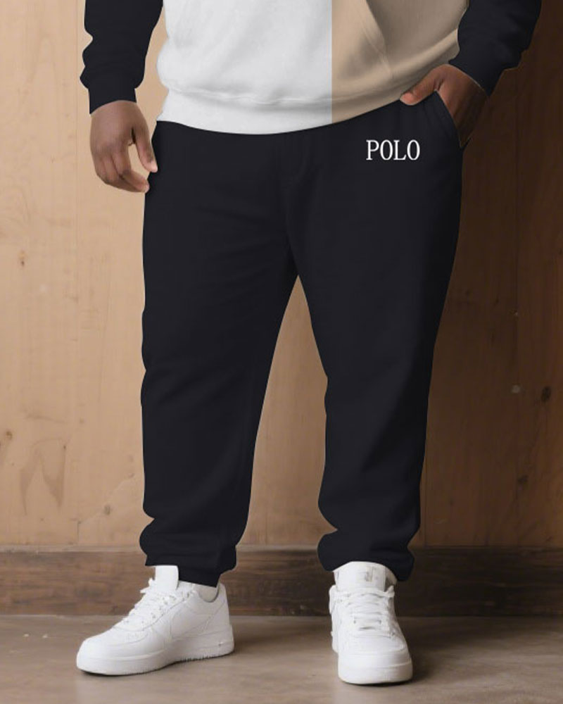 Big & Tall Colorblock Geometric Hoodie Sweatpants Set for big men view 7
