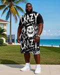 Big & Tall Graphic Graffiti T-Shirt Shorts Set for big men view 1