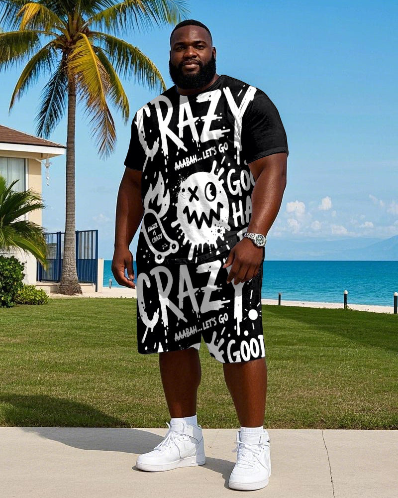Big & Tall Graphic Graffiti T-Shirt Shorts Set for big men view 1