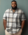 Big & Tall Plaid Graphic Short Sleeve Shirt for big men