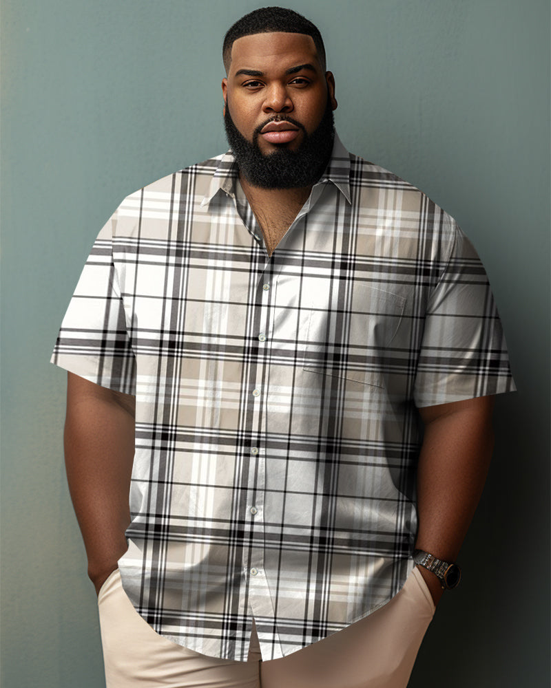 Big & Tall Plaid Graphic Short Sleeve Shirt for big men