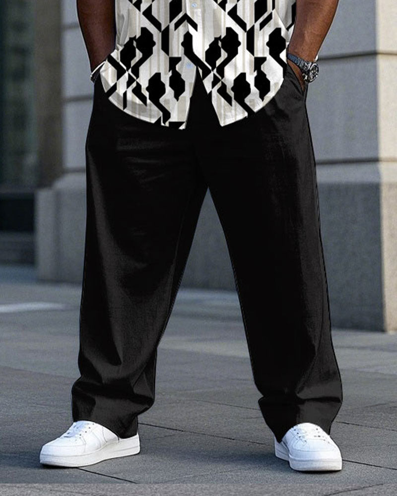 Big & Tall Gradient Geometric T-Shirt Pants Set for big men view 3
