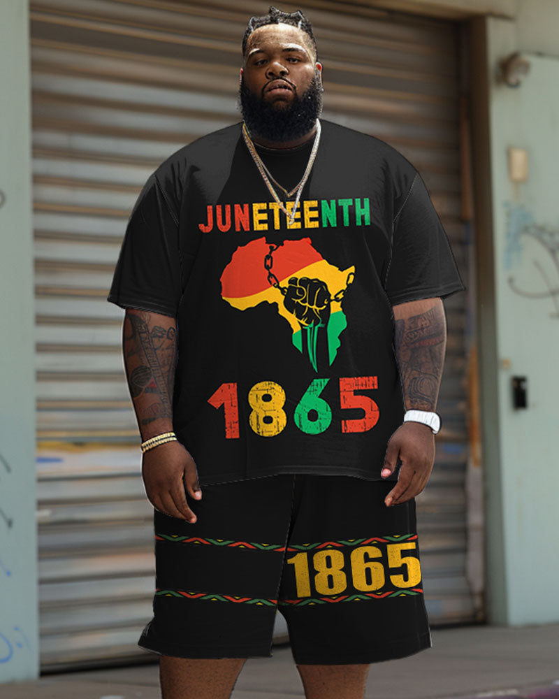 Big & Tall Juneteenth T-Shirt Shorts Set for big men view 1