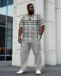 Big & Tall Gray Business Casual T-Shirt Pants Set for big men view 1