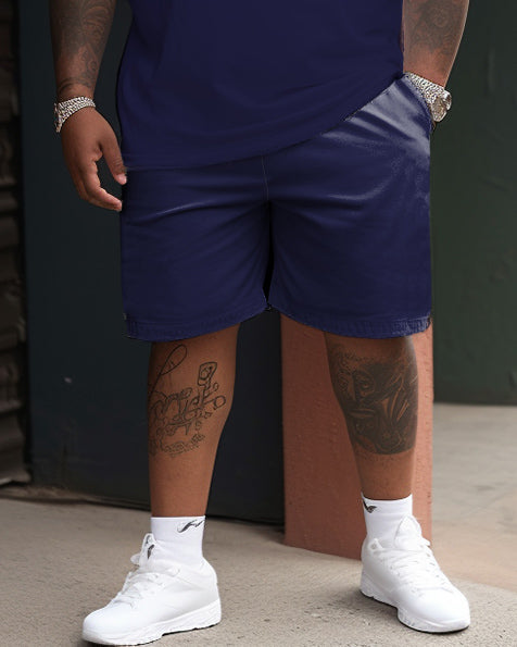 Big & Tall Colorblock Striped T-Shirt Shorts Set for big men view 3