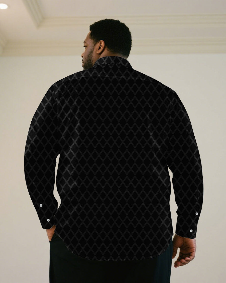 Big & Tall Black Khaki Long Sleeve Shirt for big men view 6