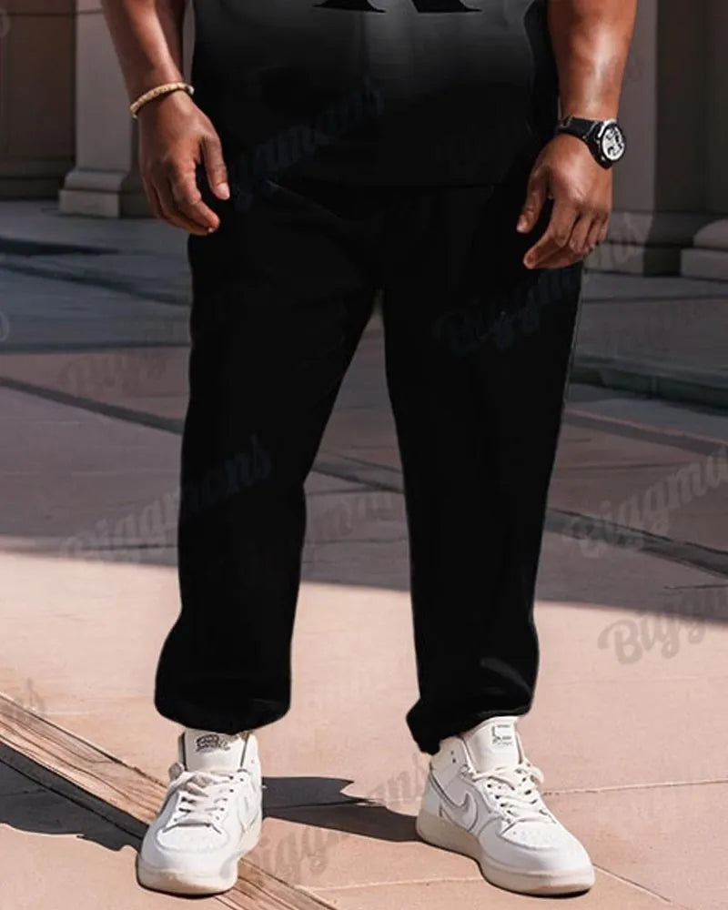 Big & Tall Black White Gradient T-Shirt Pants Set for big men view 6