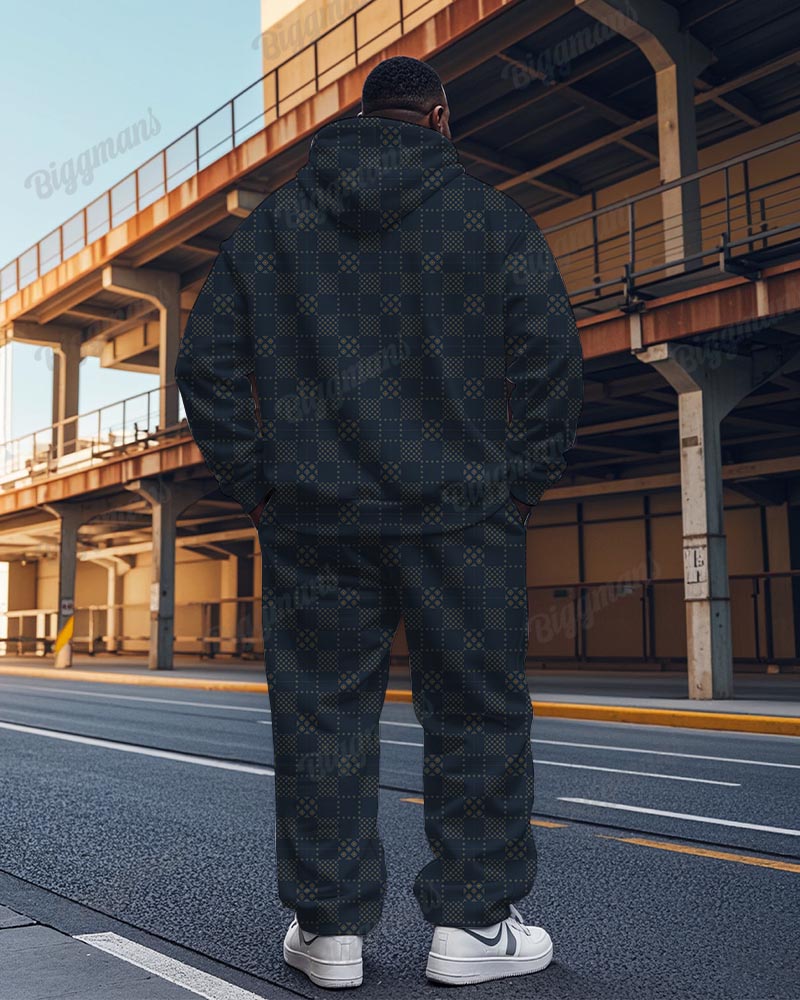 Big & Tall Blue Graphic Hoodie Sweatpants Set for big men view 2