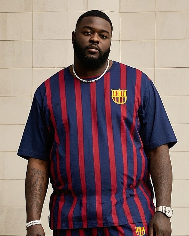 Big & Tall Striped Athletic T-Shirt Pants Set for big men view 2