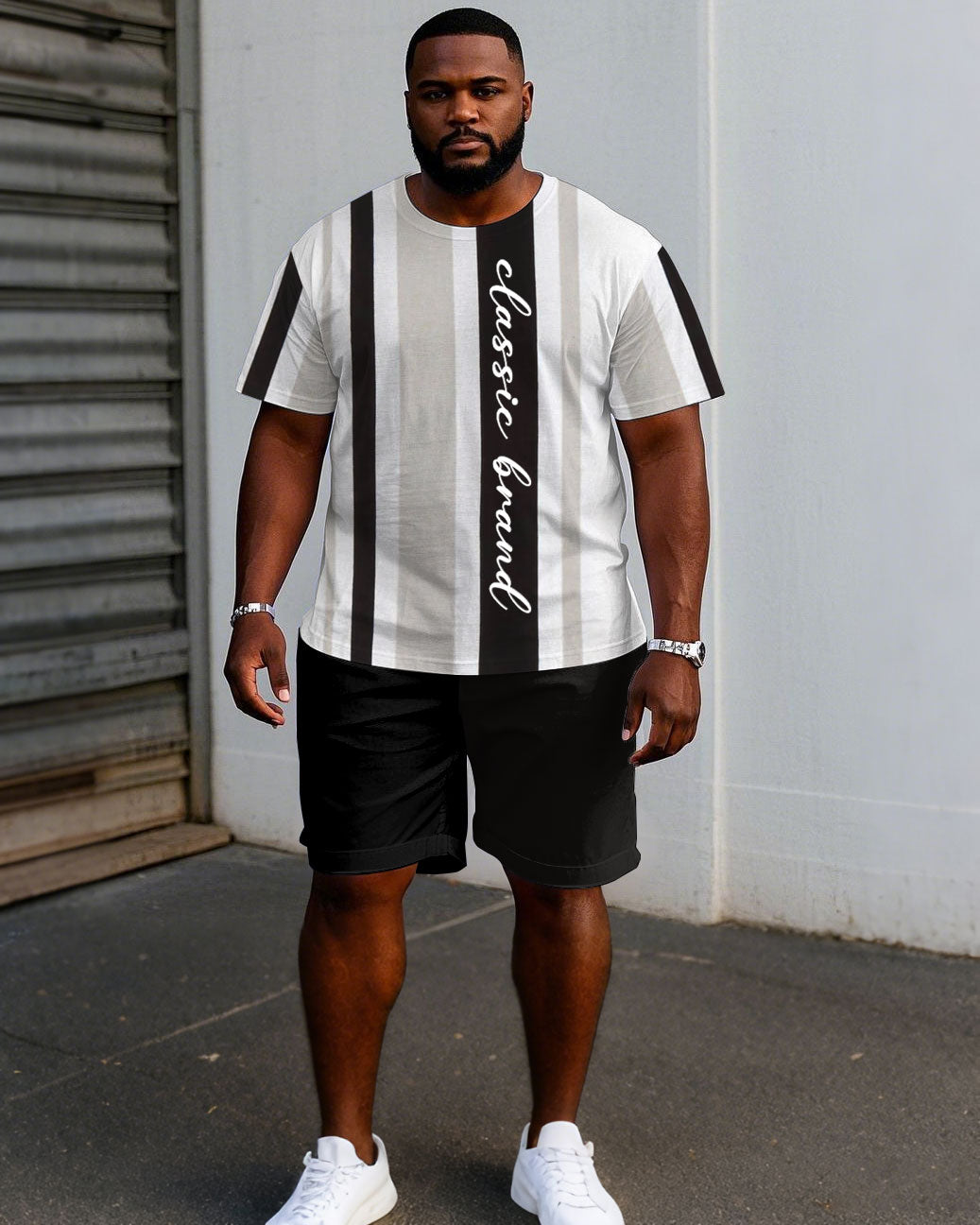 Big & Tall Colorblock T-Shirt Shorts Set for big men view 1