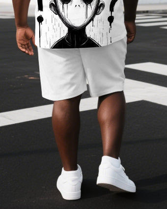 Big & Tall Graphic T-Shirt Shorts Set for big men view 3