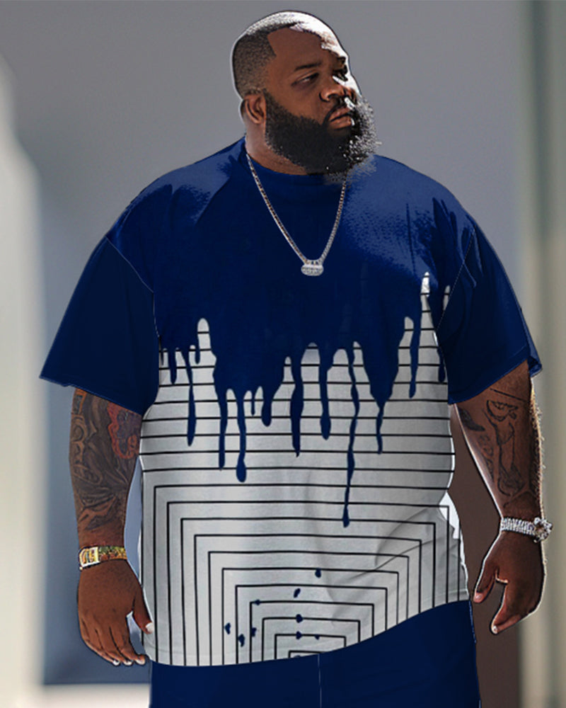 Big & Tall Geometric Streetwear T-Shirt Pants Set for big men view 2