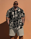 Big & Tall Geometric T-Shirt Shorts Set for big men view 1