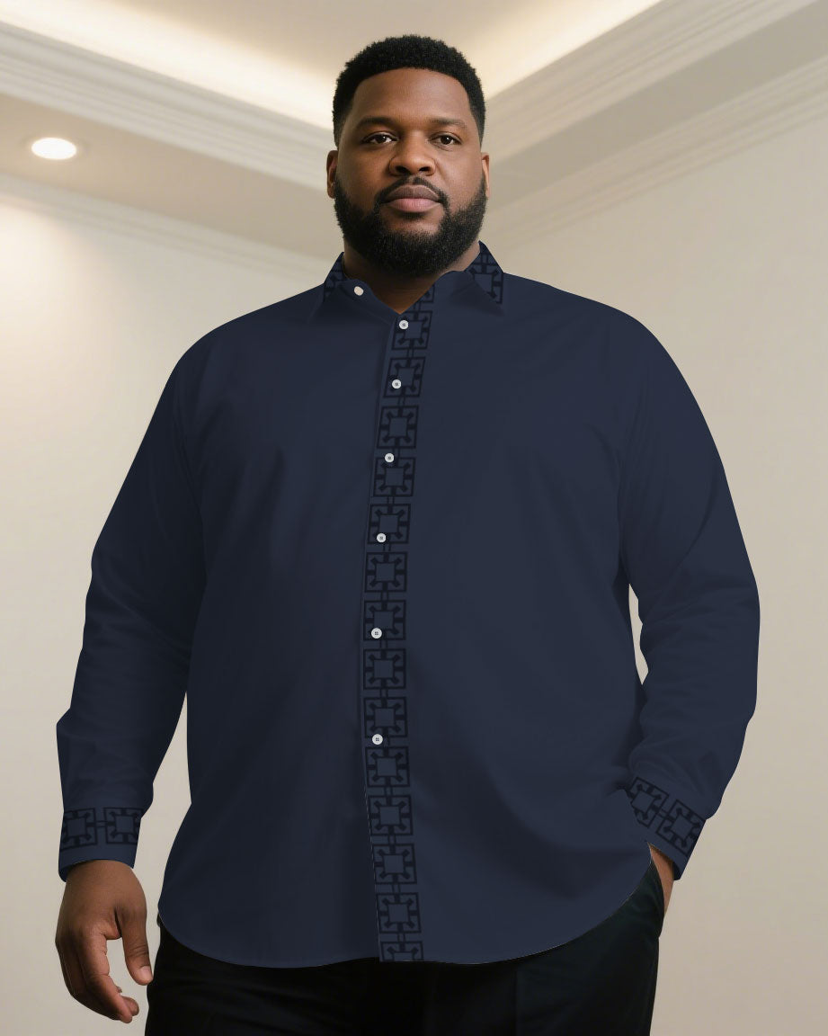 Big & Tall Black White Long Sleeve Shirt for big men view 5