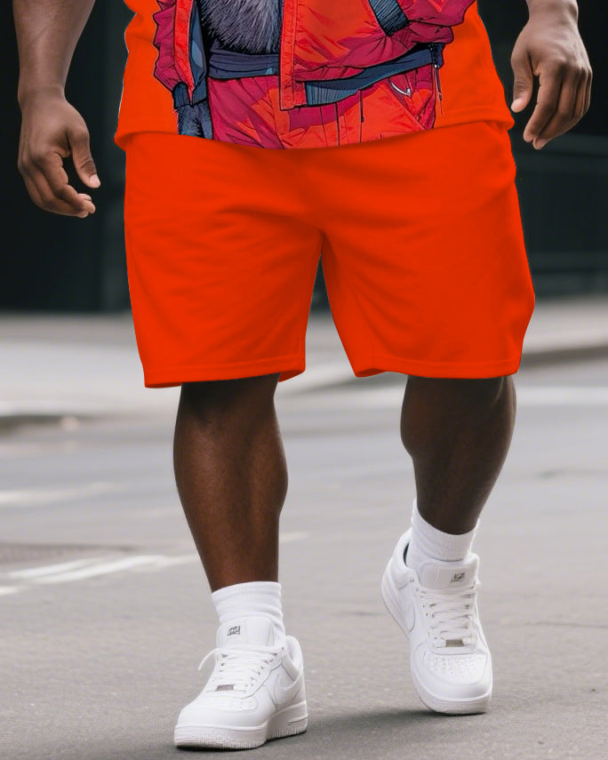 Big & Tall Graphic T-Shirt Shorts Set for big men view 3