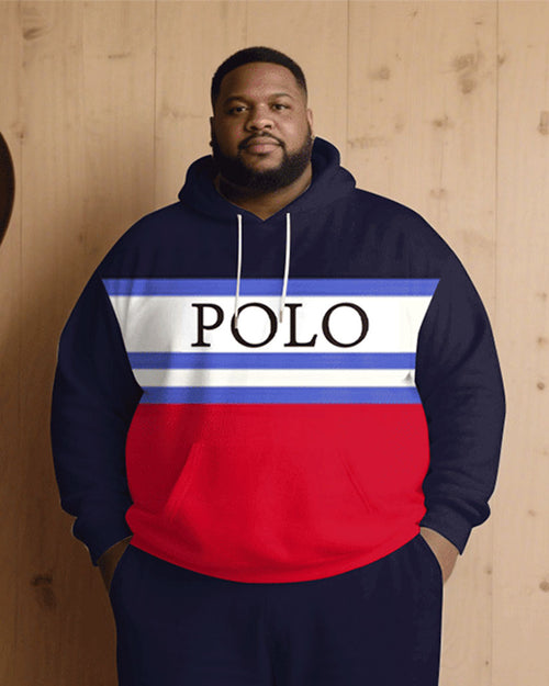 Big & Tall White Blue Hoodie Sweatpants Set for big men view 2