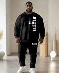 Big & Tall Black Graphic Two-piece Set for big men view 1