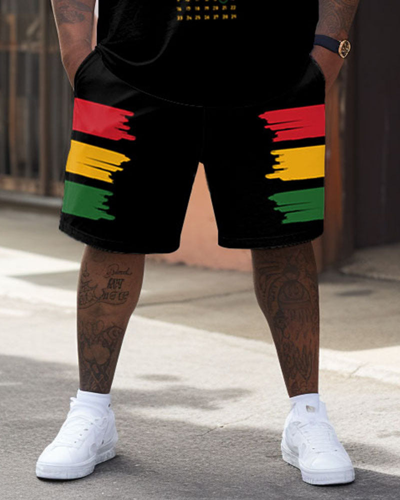 Big & Tall Black Juneteenth T-Shirt Shorts Set for big men view 4