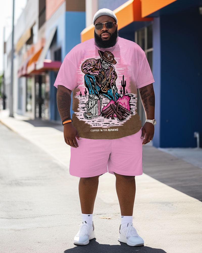 Big & Tall Skull T-Shirt Shorts Set for big men view 1