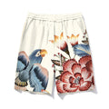 Big & Tall White Floral Athletic T-Shirt Shorts Set for big men
