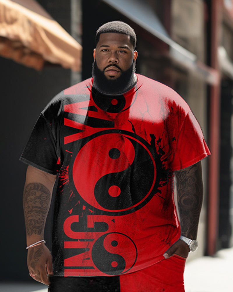 Big & Tall Graphic T-Shirt Shorts Set for big men view 2