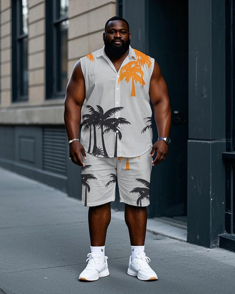 Big & Tall Hawaiian T-Shirt Shorts Set for big men view 1