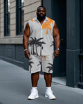 Big & Tall Hawaiian T-Shirt Shorts Set for big men view 1