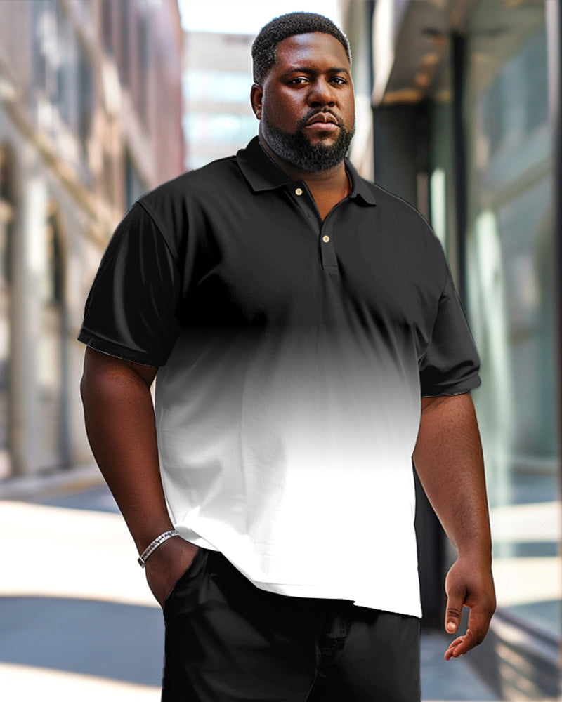 Big & Tall Gradient Business Casual Polo Pants Set for big men view 2