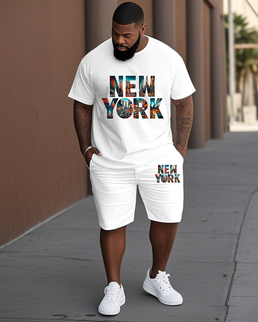 Big & Tall Graphic Streetwear T-Shirt Shorts Set for big men view 1