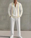 Big & Tall Orange Geometric Graphic Two-piece Set for big men view 1